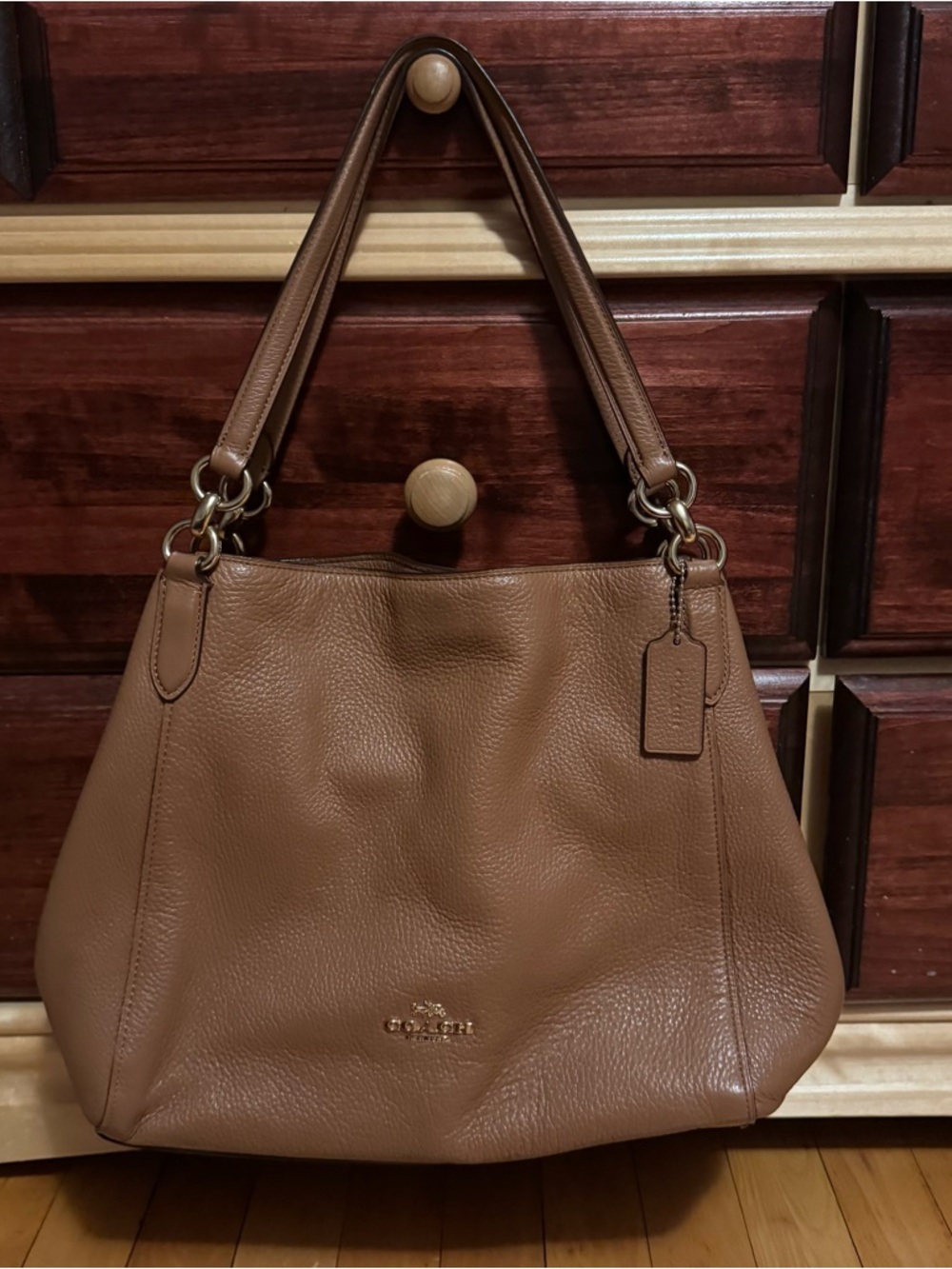 Coach Edie Pebbled Leather Shoulder Bag in Brown
